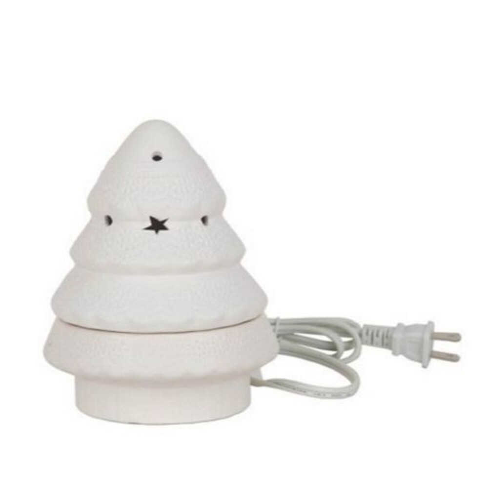 Chesapeake Bay Decorative White Christmas Tree Fragrance Warmer w Bonus  NEW